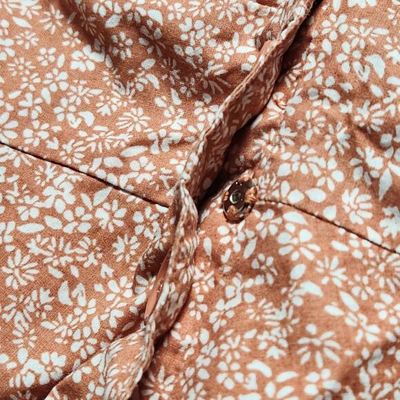 Free People Womens Medium Sienna Floral Blouse Tie Sleeves Orange Boho - Picture 5 of 12